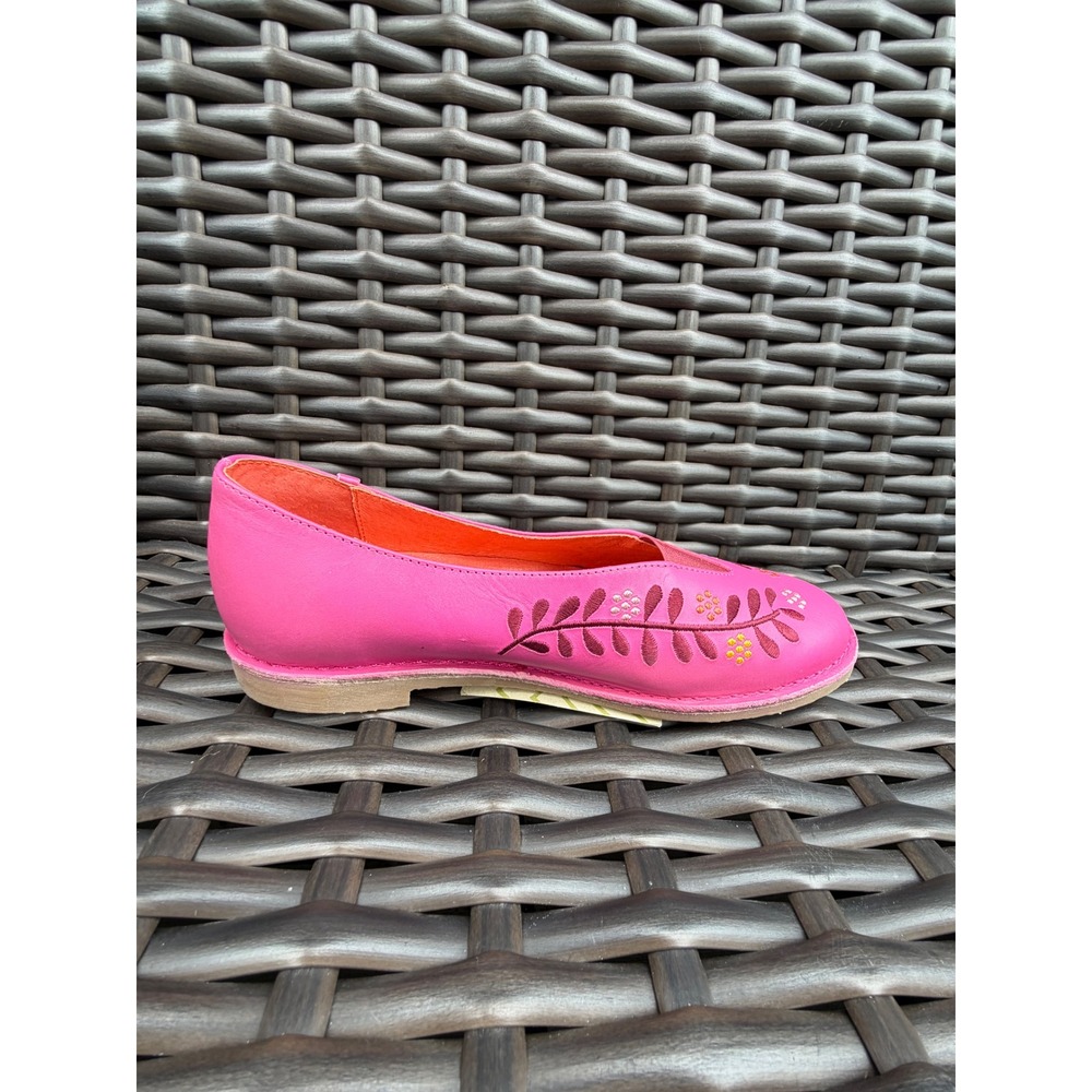 Gudrun Sjoden Lily Pink Leather Embroidered Floral Flat Shoes NWT UK 38/US 7.5 - Picture 4 of 10